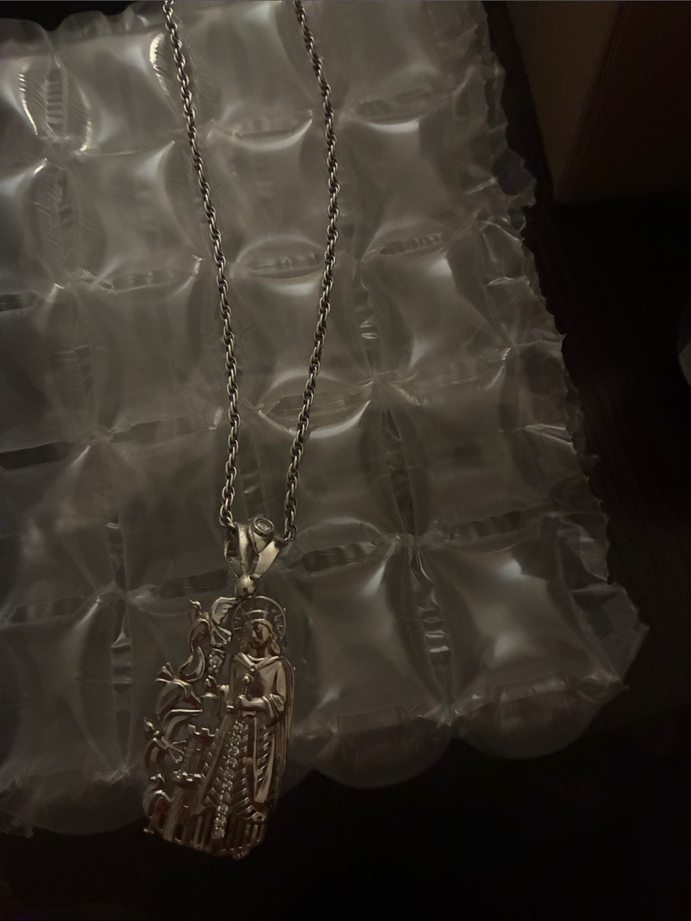 Silver Religious Pendant Necklace - Elegant Women's Jewelry